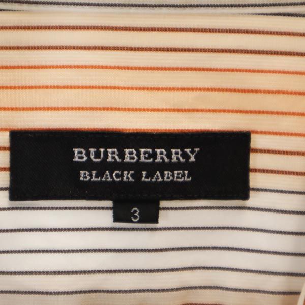 BURBERRY BLACK LABEL バーバリーブラックレーベル 三陽商会 ボーダー柄 半袖 ハーフボタン シャツ 3 オレンジ系 メンズ