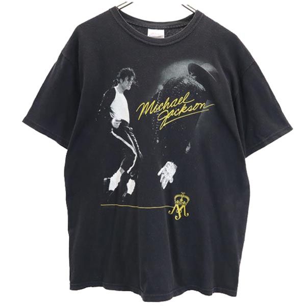 Hanes ヘインズ プリント マイケルジャクソン 半袖 Tシャツ M ブラック系 バンT メンズ