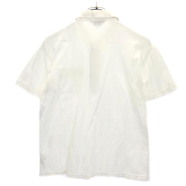 ランバン 日本製 半袖 ポロシャツ 38 白 LANVIN 鹿の子 メンズ