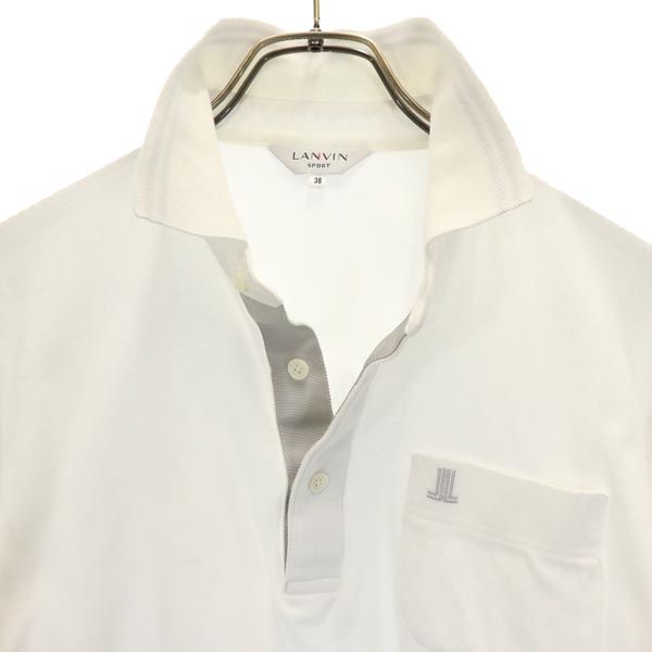 ランバン 日本製 半袖 ポロシャツ 38 白 LANVIN 鹿の子 メンズ