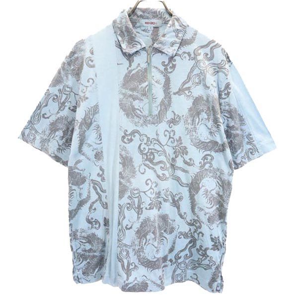 KENZO ケンゾー ゴルフ 日本製 半袖 ハーフジップ ポロシャツ 4 青系 GOLF メンズ