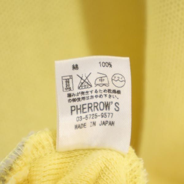 Pherrow's フェローズ 日本製 半袖 ポロシャツ 40 黄×グレー メンズ
