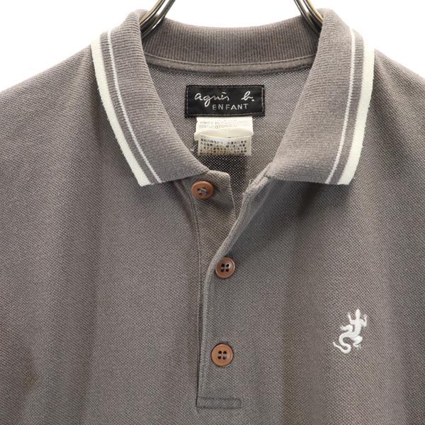 agnes b. アニエスベー 半袖 ポロシャツ 10ANS グレー ENFANT 鹿の子 キッズ