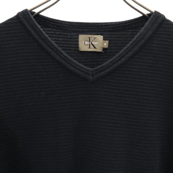 Calvin klein カルバンクライン 日本製 半袖 Vネック Tシャツ M ブラック系 メンズ