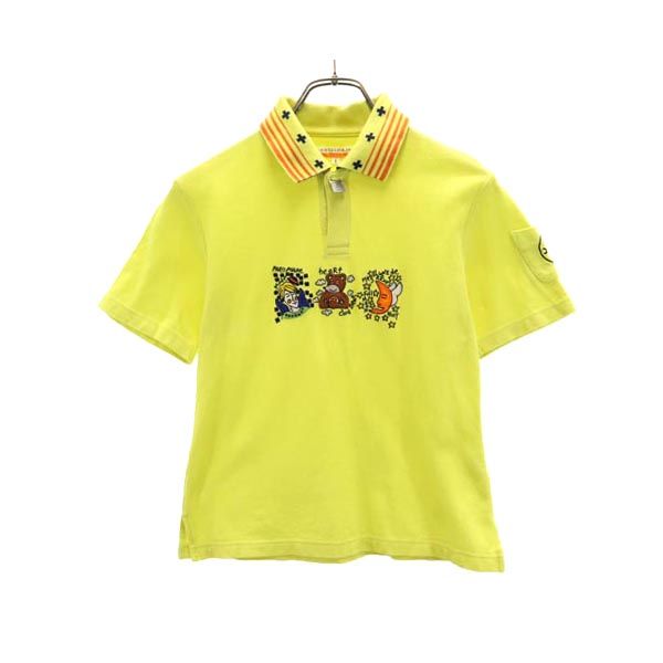 JC de CASTELBAJAC カステルバジャック 日本製 半袖 ポロシャツ 1 イエロー 鹿の子 レディース