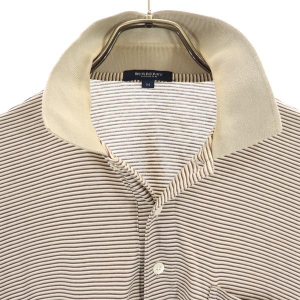 BURBERRY バーバリー 三陽商会 日本製 ボーダー柄 半袖 ポロシャツ M ブラウン系 メンズ