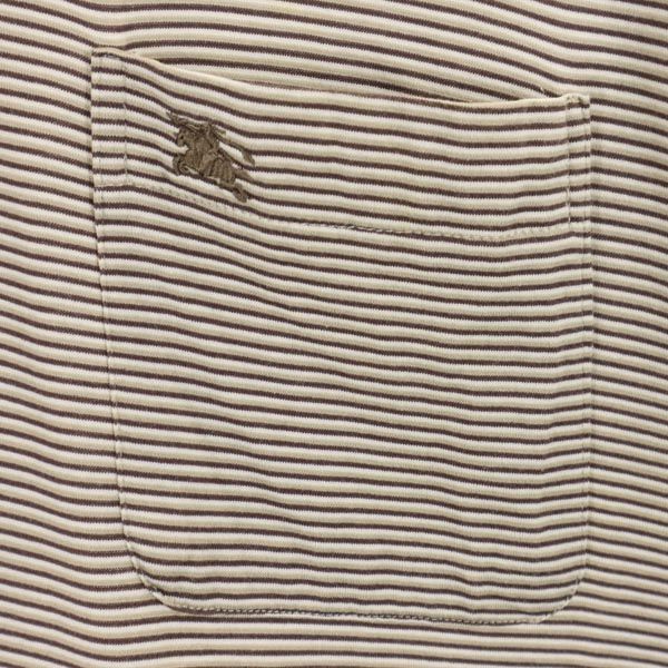 BURBERRY バーバリー 三陽商会 日本製 ボーダー柄 半袖 ポロシャツ M ブラウン系 メンズ