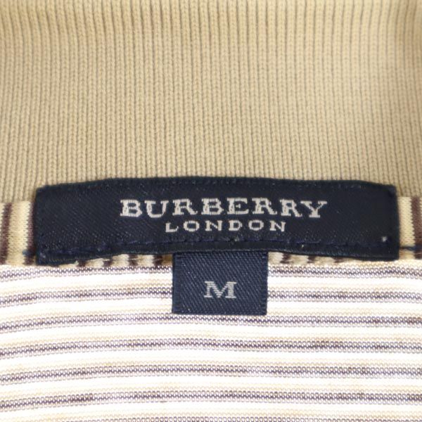 BURBERRY バーバリー 三陽商会 日本製 ボーダー柄 半袖 ポロシャツ M ブラウン系 メンズ