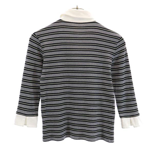 BURBERRY バーバリー 三陽商会 ボーダー柄 7分袖 ポロシャツ 160A 黒×白×黄 キッズ