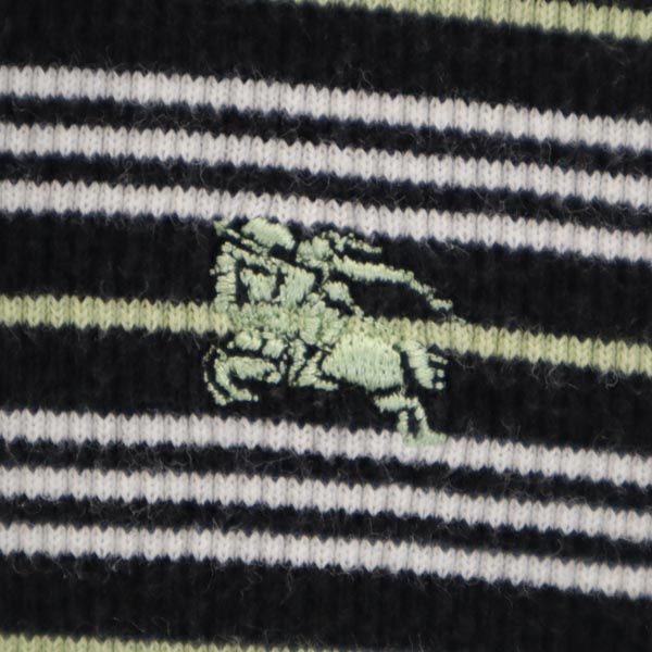 BURBERRY バーバリー 三陽商会 ボーダー柄 7分袖 ポロシャツ 160A 黒×白×黄 キッズ