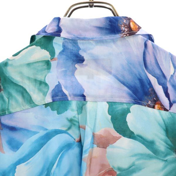 未使用 ケンゾー 日本製 花柄 ゴルフ 半袖 オープンカラーシャツ 2 KENZO GOLF レディース