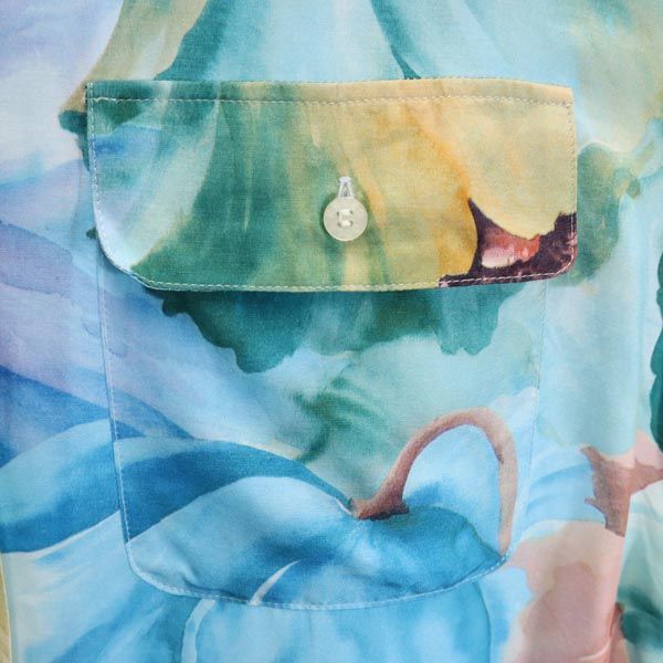 未使用 ケンゾー 日本製 花柄 ゴルフ 半袖 オープンカラーシャツ 2 KENZO GOLF レディース