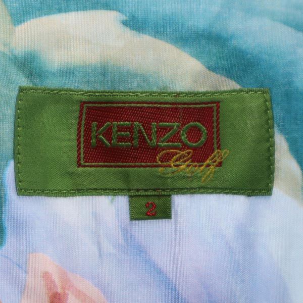 未使用 ケンゾー 日本製 花柄 ゴルフ 半袖 オープンカラーシャツ 2 KENZO GOLF レディース