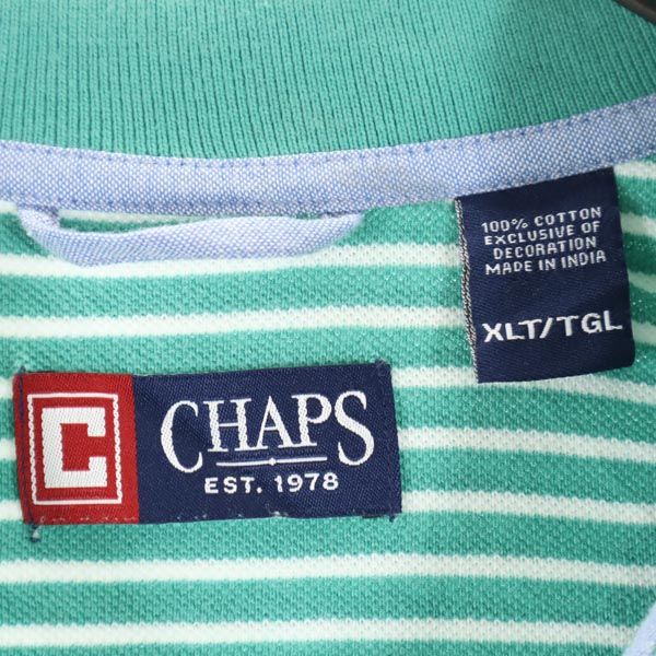 CHAPS チャップス ボーダー 半袖 ポロシャツ XLT/TGL グリーン系 鹿の子 メンズ