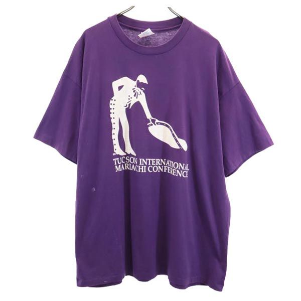 Hanes ヘインズ 90s オールド USA製 半袖 Tシャツ XXL パープル系 ビッグサイズ メンズ