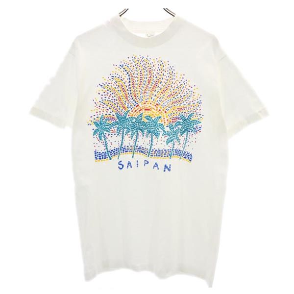 フルーツオブザルーム 90s オールド USA製 3Dプリント 半袖 Tシャツ M ホワイト系 FRUIT OF THE LOOM メンズ