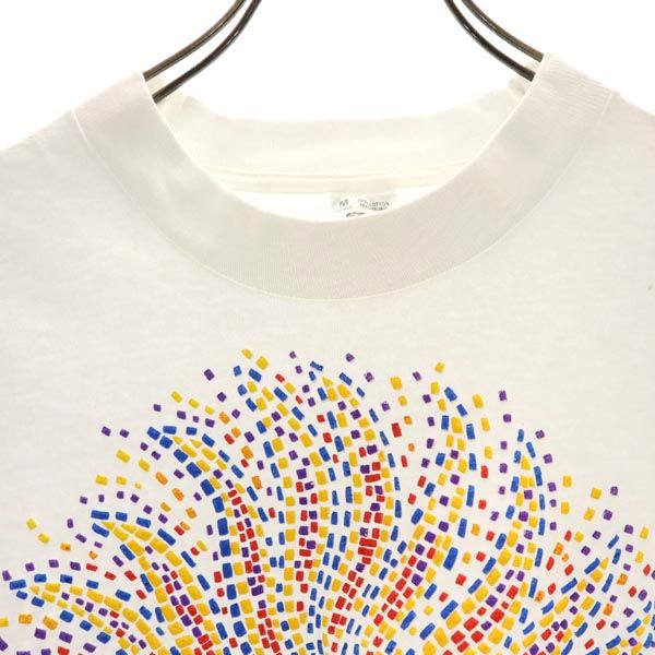 フルーツオブザルーム 90s オールド USA製 3Dプリント 半袖 Tシャツ M ホワイト系 FRUIT OF THE LOOM メンズ