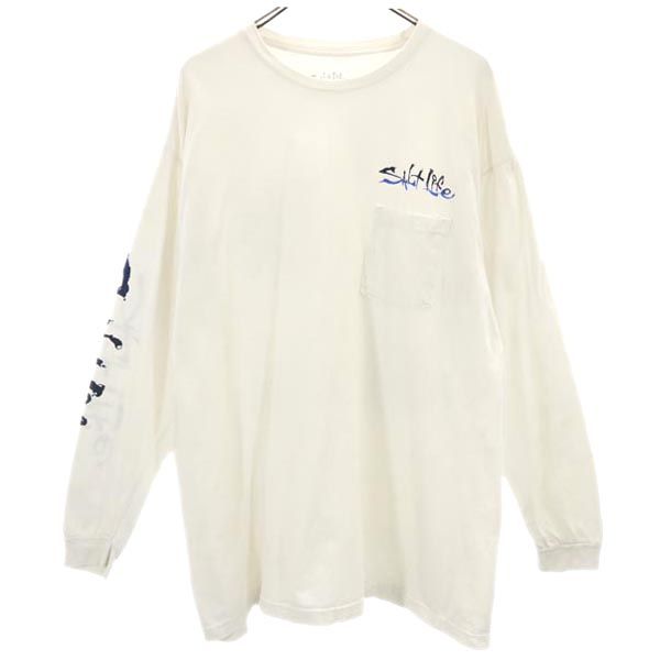 SALT LIFE ソルトライフ バックプリント 長袖 Tシャツ XL オフホワイト系 ロンT メンズ