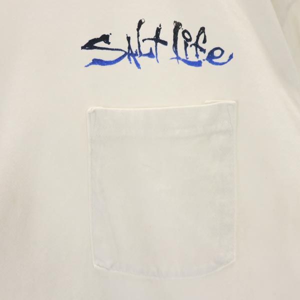 SALT LIFE ソルトライフ バックプリント 長袖 Tシャツ XL オフホワイト系 ロンT メンズ