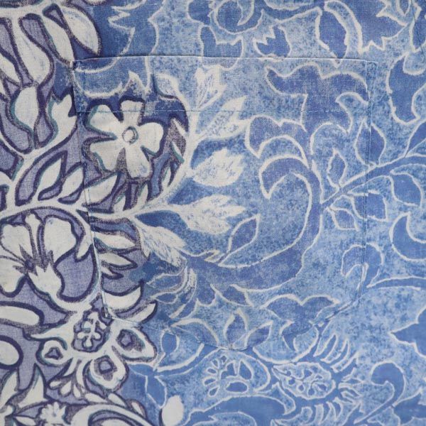 Go BaReFooT ゴーベアフット 90s オールド USA製 総柄 リバースプリント アロハシャツ L ブルー系 メンズ