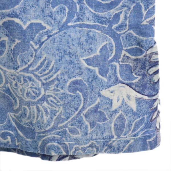 Go BaReFooT ゴーベアフット 90s オールド USA製 総柄 リバースプリント アロハシャツ L ブルー系 メンズ