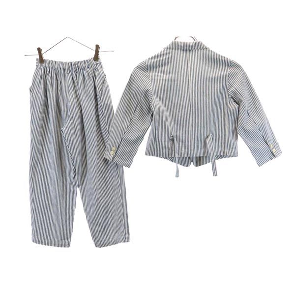 KENZO ケンゾー ストライプ柄 ショートパンツ 上下 セットアップ 120cm ブルー×ホワイト ジャケット パンツ キッズ