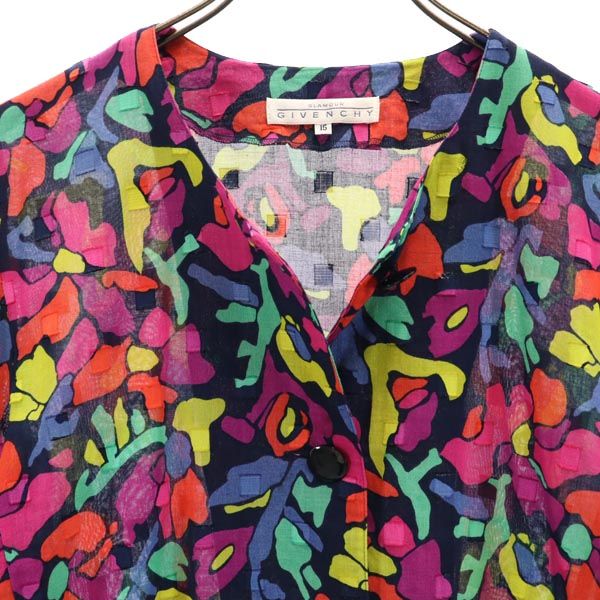 GIVENCHY ジバンシィ 総柄 半袖 ノーカラーシャツ 15 レディース