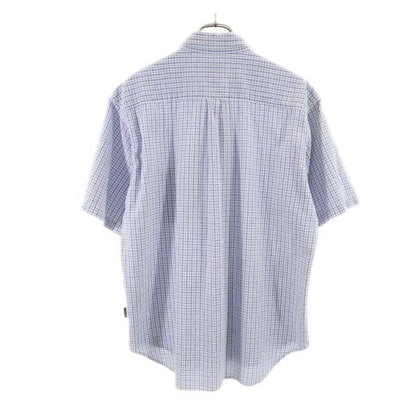THE NORTH FACE ザノースフェイス アウトドア NT-4035X チェック柄 半袖 ボタンダウンシャツ L ブルー系 メンズ