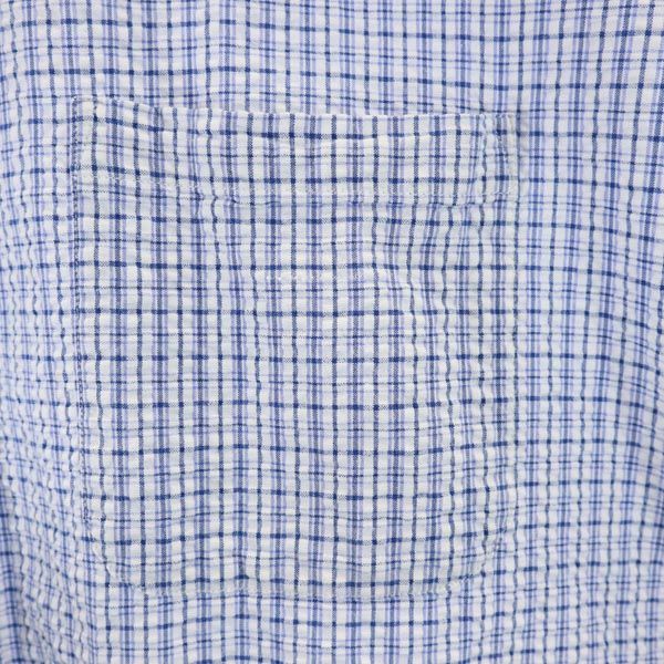 THE NORTH FACE ザノースフェイス アウトドア NT-4035X チェック柄 半袖 ボタンダウンシャツ L ブルー系 メンズ