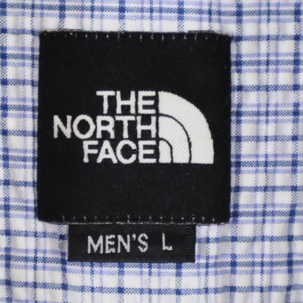 ザノースフェイス アウトドア NT-4035X チェック柄 半袖 ボタンダウンシャツ L ブルー系 THE NORTH FACE メンズ