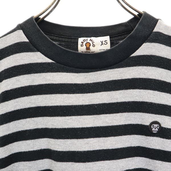 アベイシングエイプ 日本製 ボーダー 半袖 Tシャツ XS グレー系 A BATHING APE BABY MILO ベイビーマイロ レディース