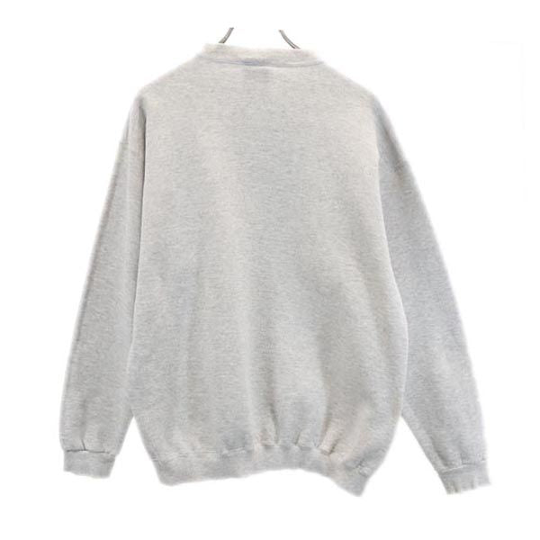 TSi USA製 プーさんデザイン刺繍 長袖 スウェット トレーナー L グレー メンズ