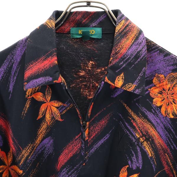 KENZO ケンゾー ゴルフ 日本製 総柄 長袖 ハーフジップ ポロシャツ 2 ブラック系 GOLF レディース