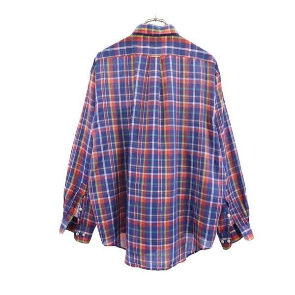 TOWNCRAFT タウンクラフト 90s オールド チェック 長袖 ボタンダウンシャツ XL ネイビー系 メンズ