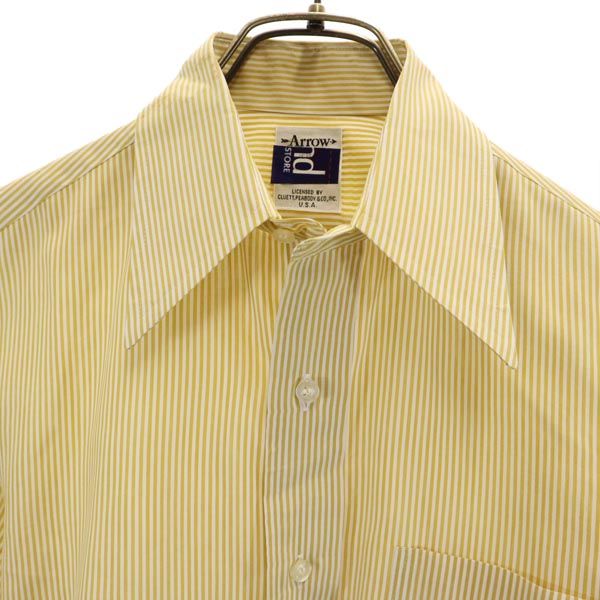 ARROW アロー ストライプ 長袖 シャツ イエロー レディース