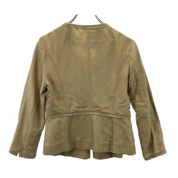 TOMORROWLAND トゥモローランド 日本製 リネン シルクブレンド ノーカラージャケット 38 ブラウン系 collection レディース