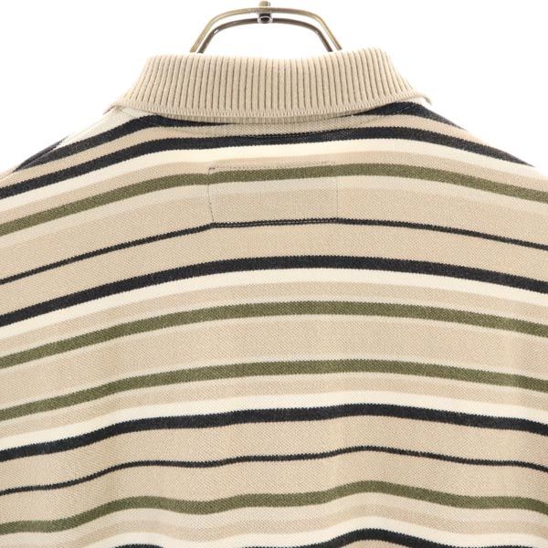 ポロスポーツ ラルフローレン ボーダー柄 半袖 ポロシャツ L ベージュ系 POLO SPORT RALPH LAUREN 鹿の子 メンズ