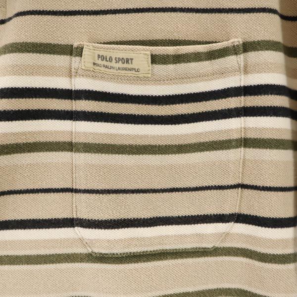 ポロスポーツ ラルフローレン ボーダー柄 半袖 ポロシャツ L ベージュ系 POLO SPORT RALPH LAUREN 鹿の子 メンズ