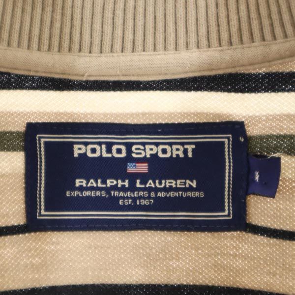 ポロスポーツ ラルフローレン ボーダー柄 半袖 ポロシャツ L ベージュ系 POLO SPORT RALPH LAUREN 鹿の子 メンズ