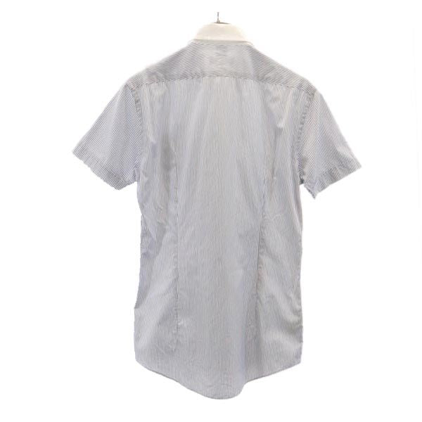 BURBERRY BLACK LABEL バーバリーブラックレーベル 三陽商会 日本製 ストライプ柄 半袖 ボタンダウンシャツ 2 白系 メンズ