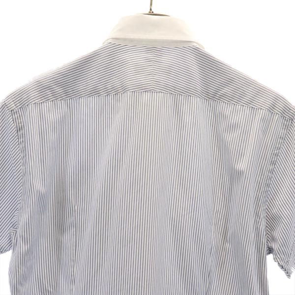 BURBERRY BLACK LABEL バーバリーブラックレーベル 三陽商会 日本製 ストライプ柄 半袖 ボタンダウンシャツ 2 白系 メンズ