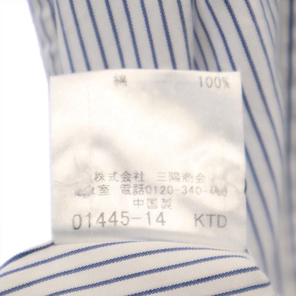 BURBERRY BLACK LABEL バーバリーブラックレーベル 三陽商会 日本製 ストライプ柄 半袖 ボタンダウンシャツ 2 白系 メンズ