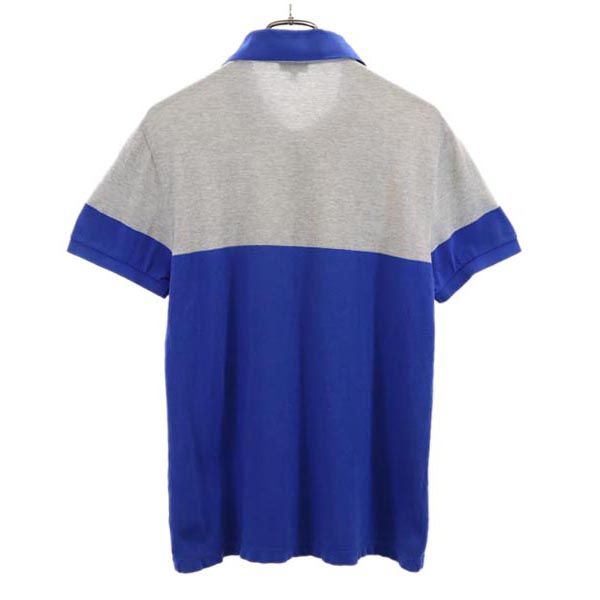 KENZO ケンゾー バイカラー 半袖 ポロシャツ M グレー×ブルー 鹿の子 メンズ