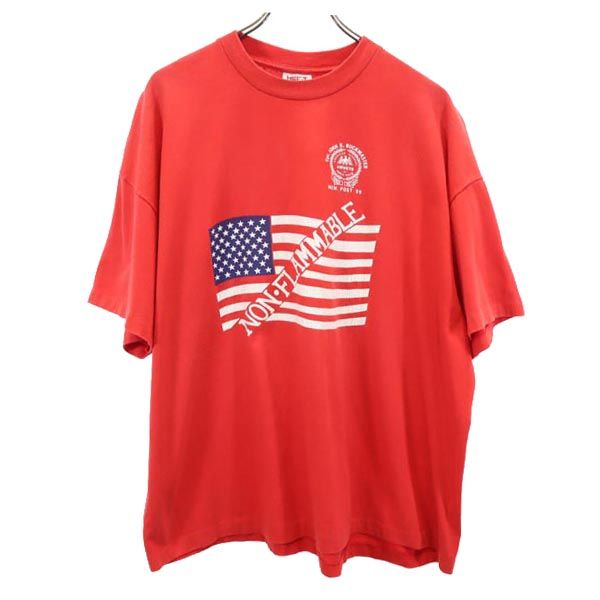 HeF-T ヘフト 90s オールド USA製 半袖 Tシャツ XXL レッド系 ビッグサイズ メンズ