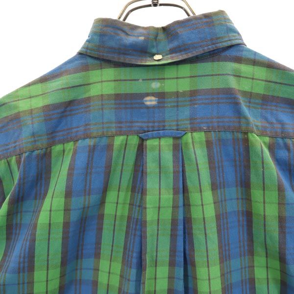 Levi's リーバイス チェック柄 半袖 ボタンダウンシャツ L グリーン×ブルー系 メンズ