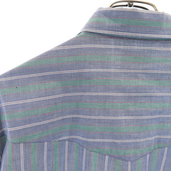 ELY CATTLEMAN エリーキャトルマン 70s ヴィンテージ チェック柄 長袖 ウエスタンシャツ 17.5- グリーン×ブルー メンズ