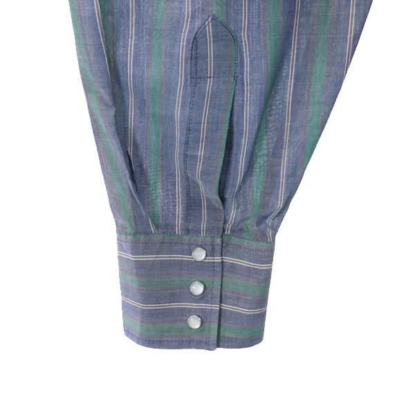 ELY CATTLEMAN エリーキャトルマン 70s ヴィンテージ チェック柄 長袖 ウエスタンシャツ 17.5- グリーン×ブルー メンズ