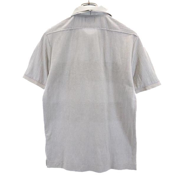 LANVIN en Bleu ランバンオンブルー 日本製 ボーダー 半袖 ポロシャツ 48 グレー×ホワイト メンズ