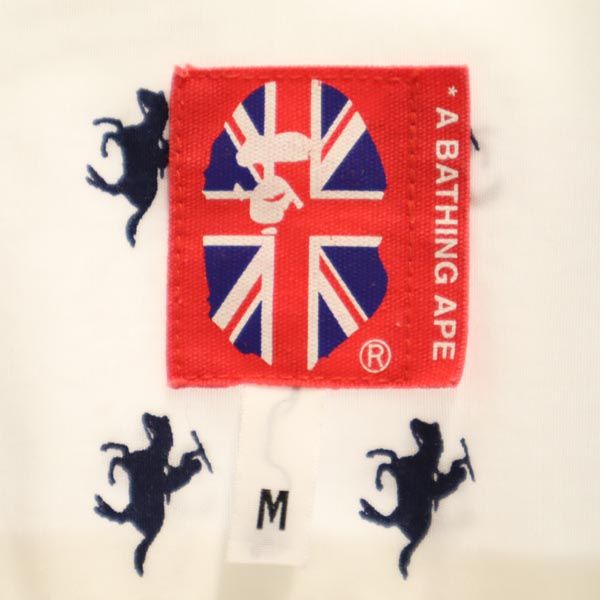 A BATHING APE アベイシングエイプ 日本製 総柄 長袖 シャツ M ホワイト系 メンズ