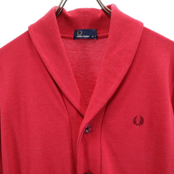 フレッドペリー 日本製 ショールカラー ジャケット S レッド FRED PERRY 鹿の子 メンズ